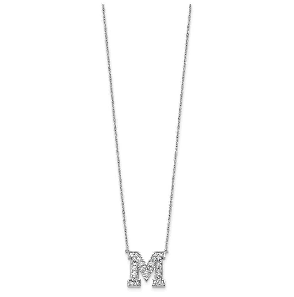 14k White Gold Lab Grown Diamond VS+ F+ Complete Letter 18 inch Initial Necklace