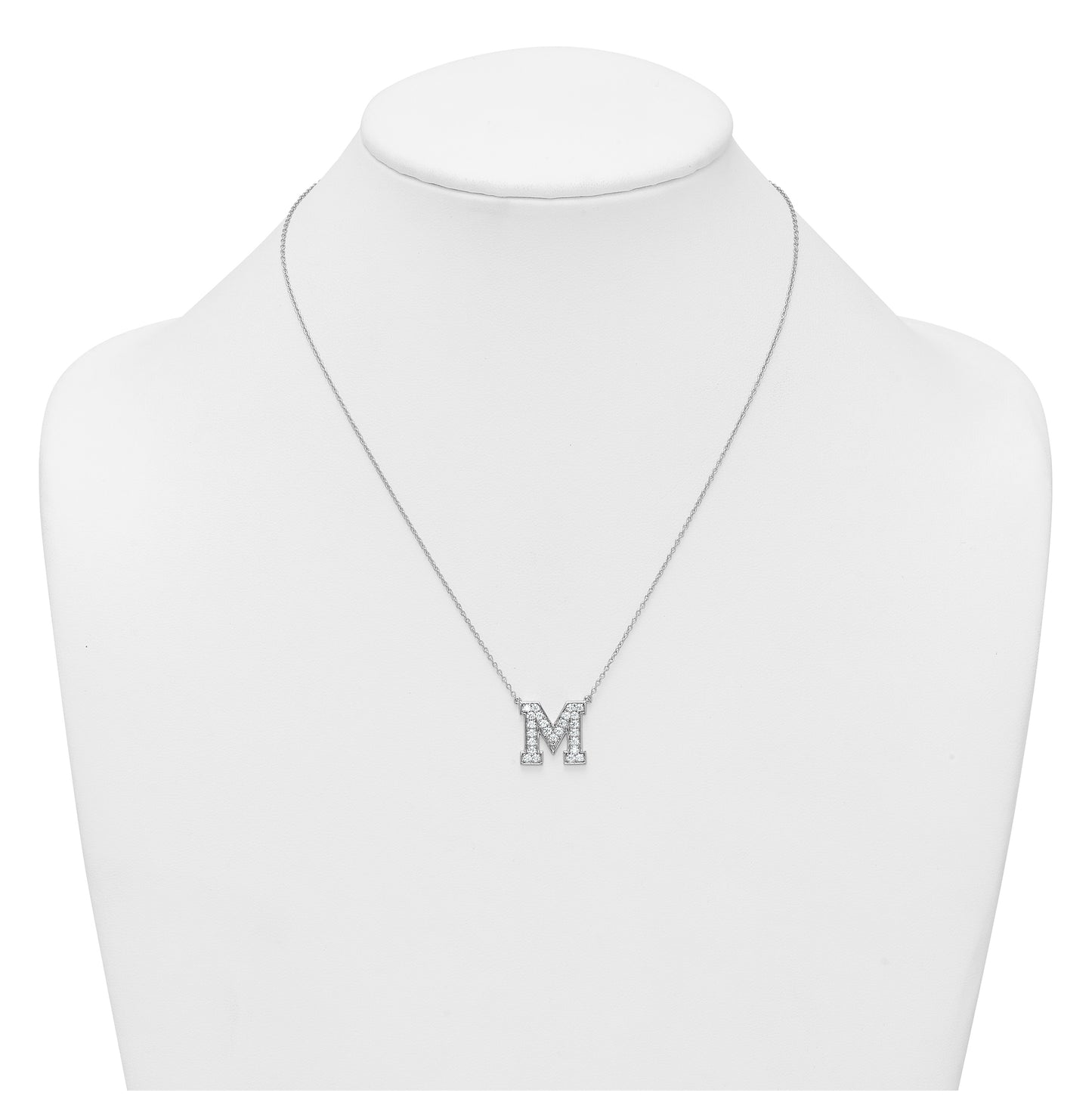 14k White Gold Lab Grown Diamond VS+ F+ Complete Letter 18 inch Initial Necklace