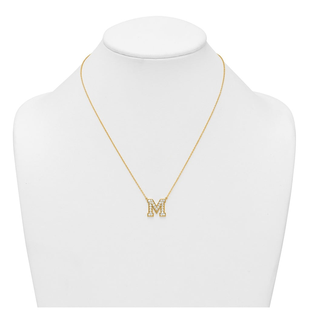 14k Yellow Gold Lab Grown Diamond VS+ F+ Complete 18 inch Initial Necklace