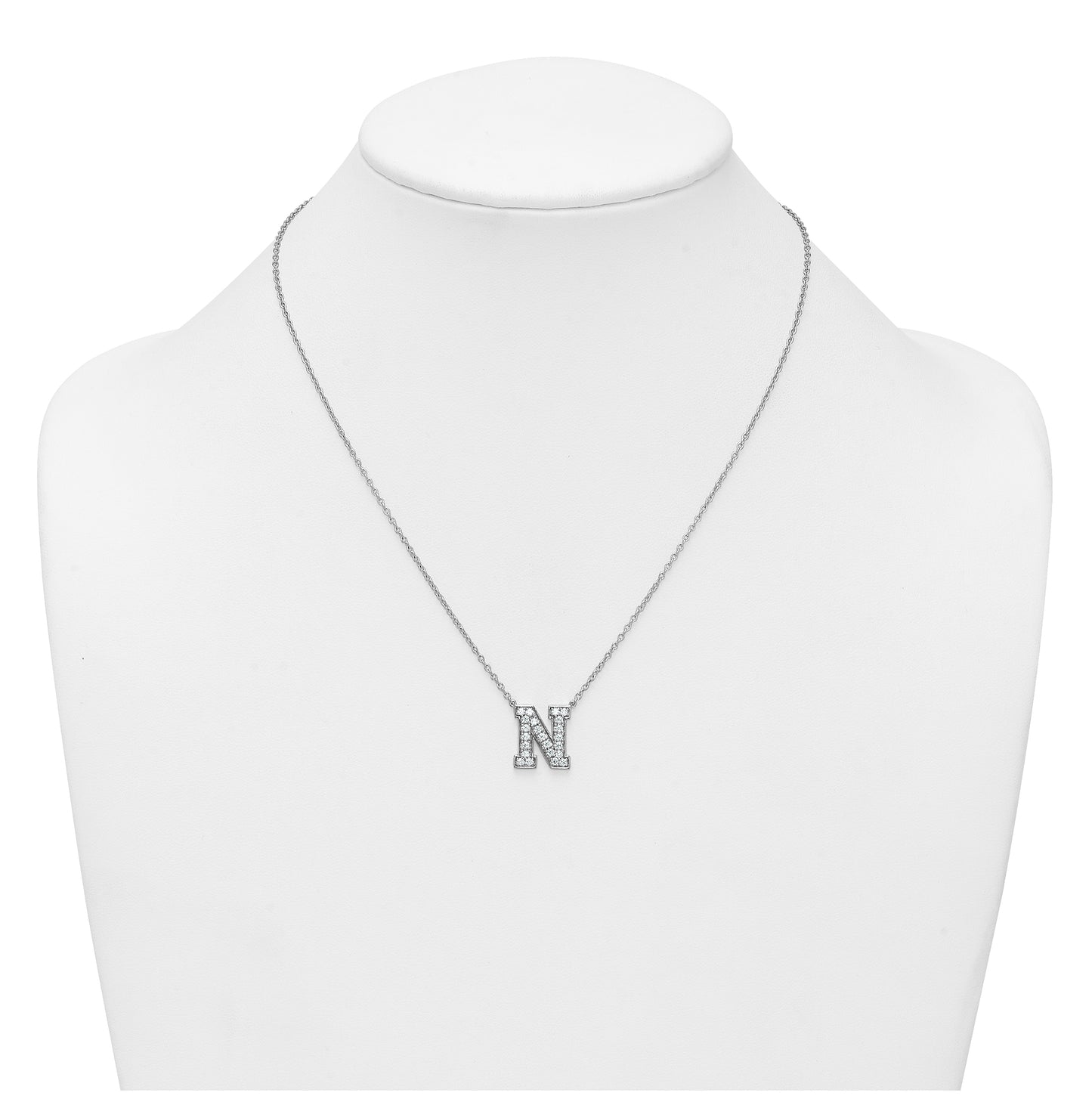 14k White Gold Lab Grown Diamond VS+ F+ Complete Letter 18 inch Initial Necklace