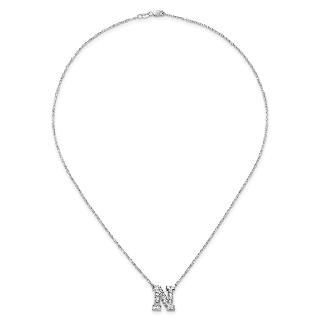 14k White Gold Lab Grown Diamond VS+ F+ Complete Letter 18 inch Initial Necklace