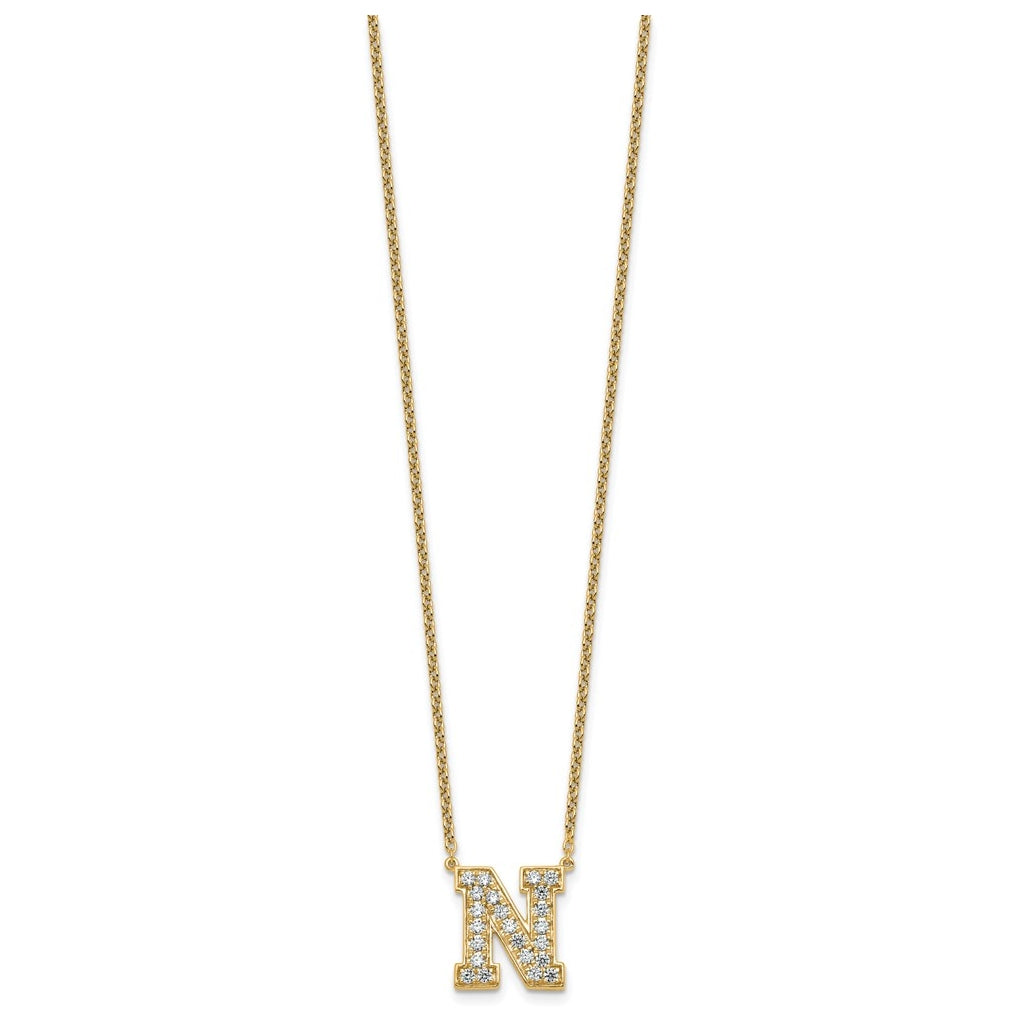 14k Yellow Gold Lab Grown Diamond VS+ F+ Complete 18 inch Initial Necklace
