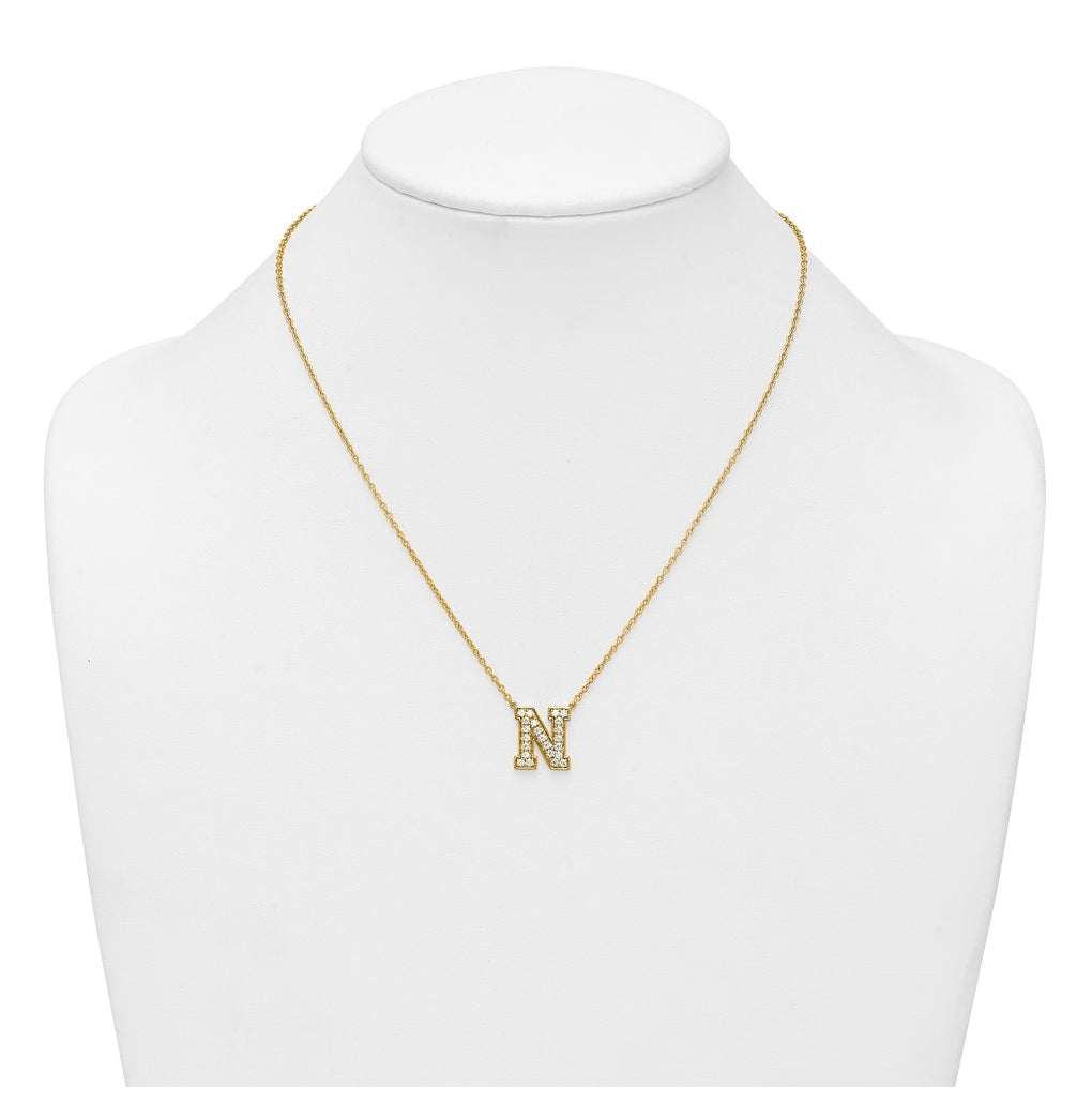 14k Yellow Gold Lab Grown Diamond VS+ F+ Complete 18 inch Initial Necklace