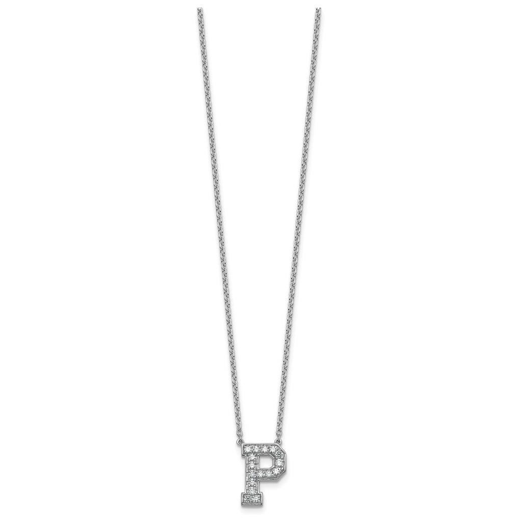 14k White Gold Lab Grown Diamond VS+ F+ Complete Letter 18 inch Initial Necklace