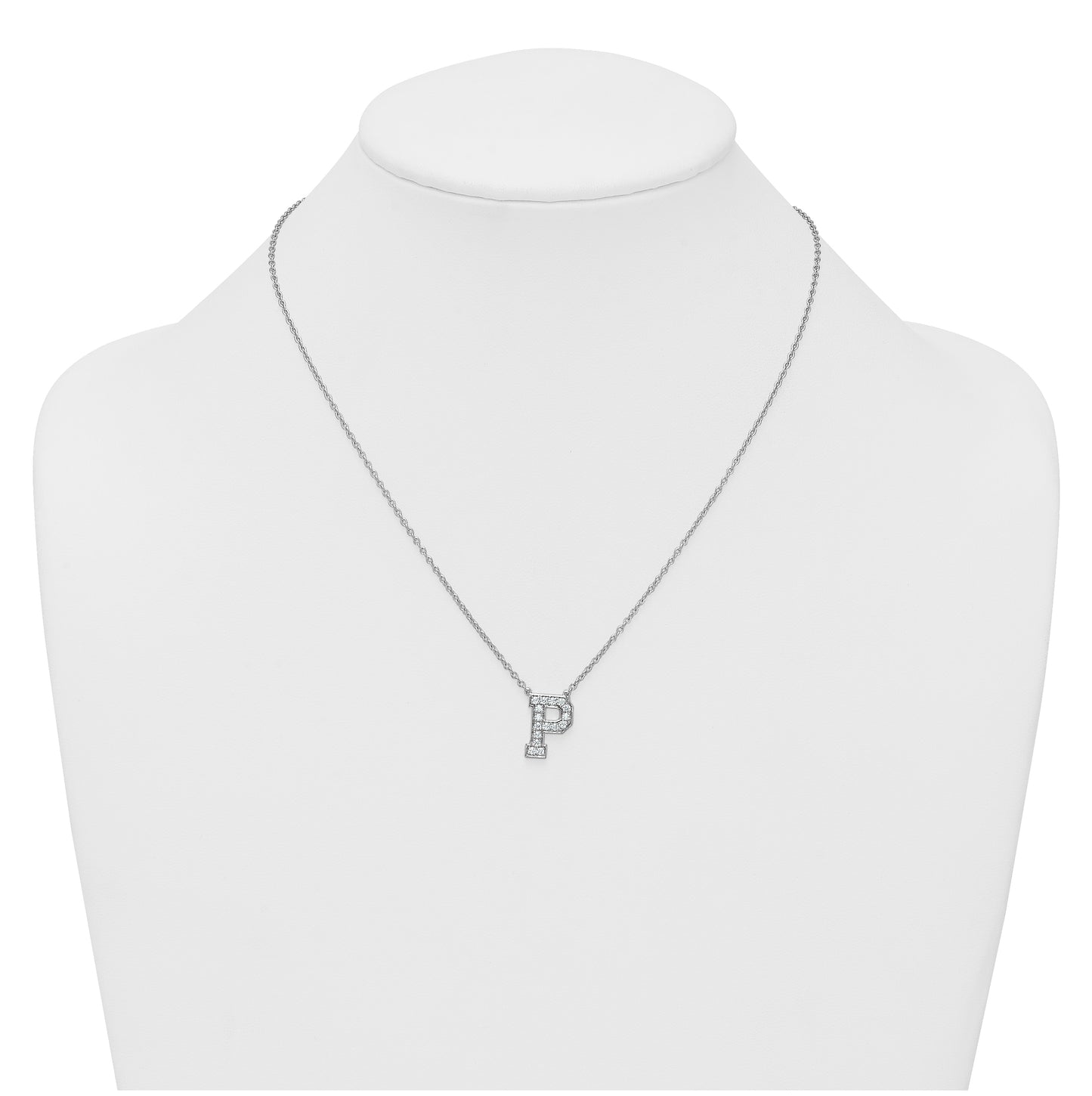 14k White Gold Lab Grown Diamond VS+ F+ Complete Letter 18 inch Initial Necklace