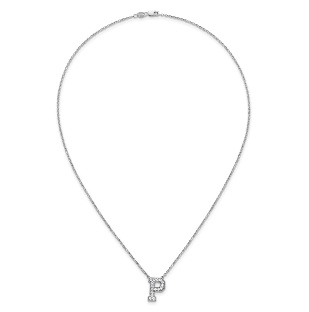 14k White Gold Lab Grown Diamond VS+ F+ Complete Letter 18 inch Initial Necklace