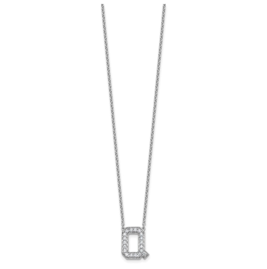 14k White Gold Lab Grown Diamond VS+ F+ Complete Letter 18 inch Initial Necklace