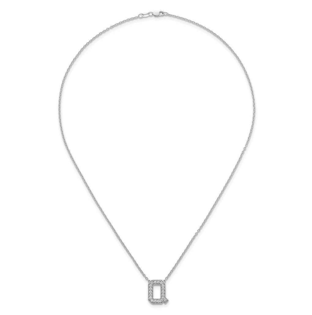 14k White Gold Lab Grown Diamond VS+ F+ Complete Letter 18 inch Initial Necklace