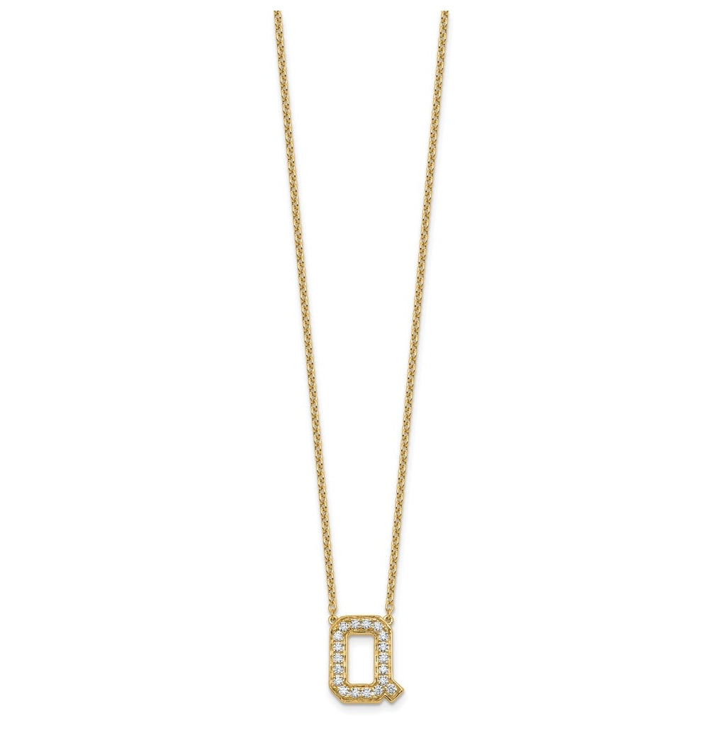 14k Yellow Gold Lab Grown Diamond VS+ F+ Complete 18 inch Initial Necklace