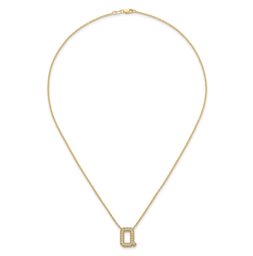 14k Yellow Gold Lab Grown Diamond VS+ F+ Complete 18 inch Initial Necklace
