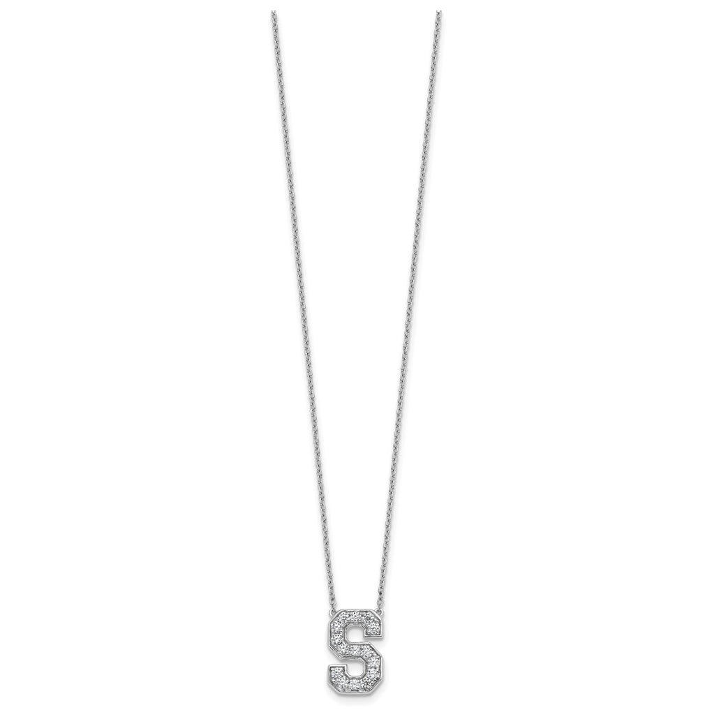 14k White Gold Lab Grown Diamond VS+ F+ Complete Letter 18 inch Initial Necklace