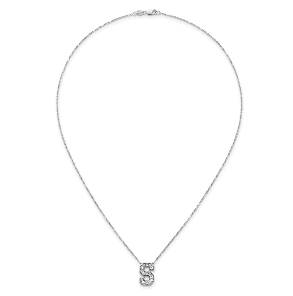 14k White Gold Lab Grown Diamond VS+ F+ Complete Letter 18 inch Initial Necklace