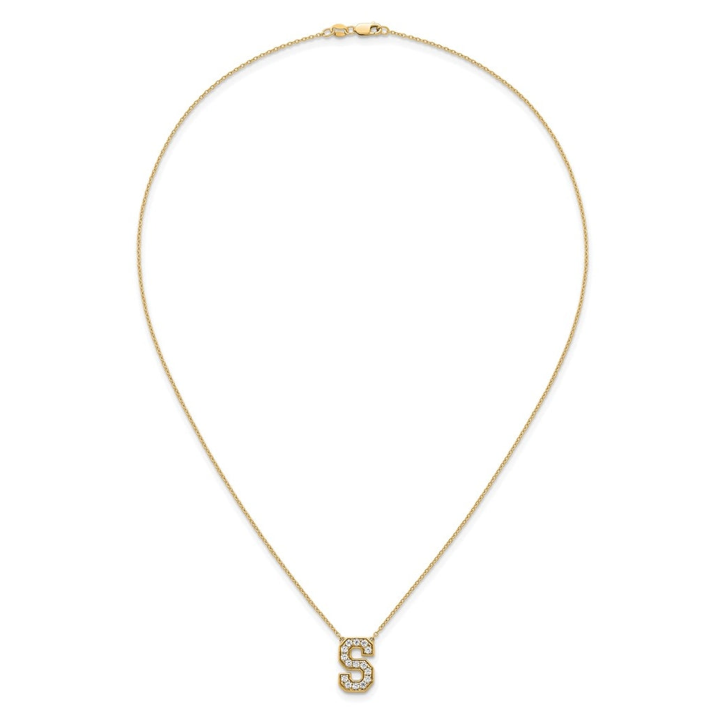 14k Yellow Gold Lab Grown Diamond VS+ F+ Complete 18 inch Initial Necklace