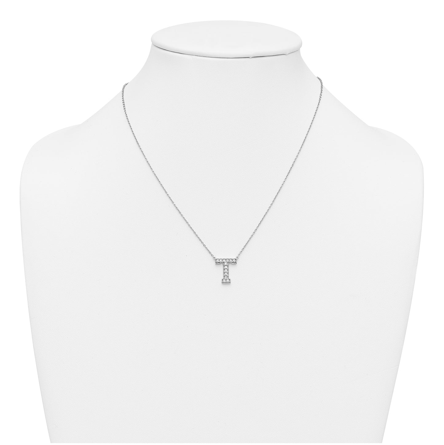14k White Gold Lab Grown Diamond VS+ F+ Complete Letter 18 inch Initial Necklace