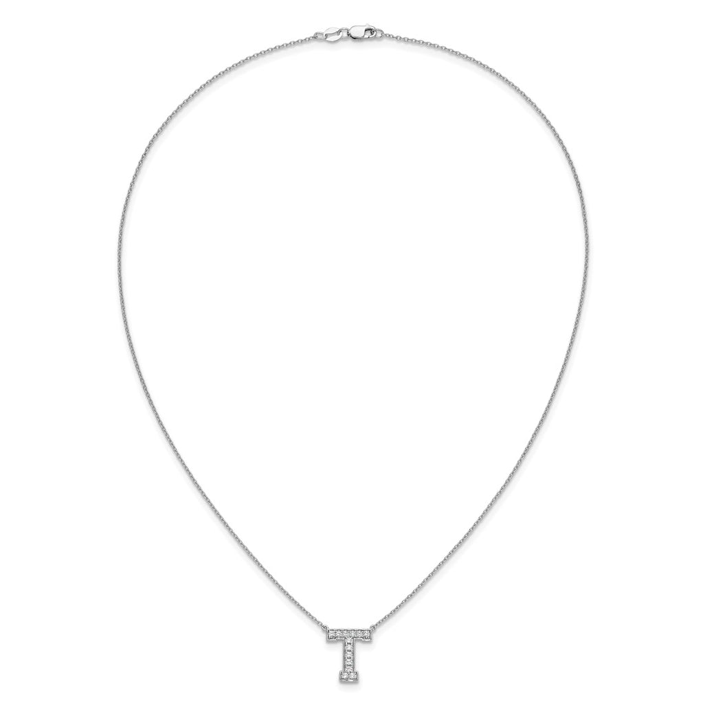14k White Gold Lab Grown Diamond VS+ F+ Complete Letter 18 inch Initial Necklace