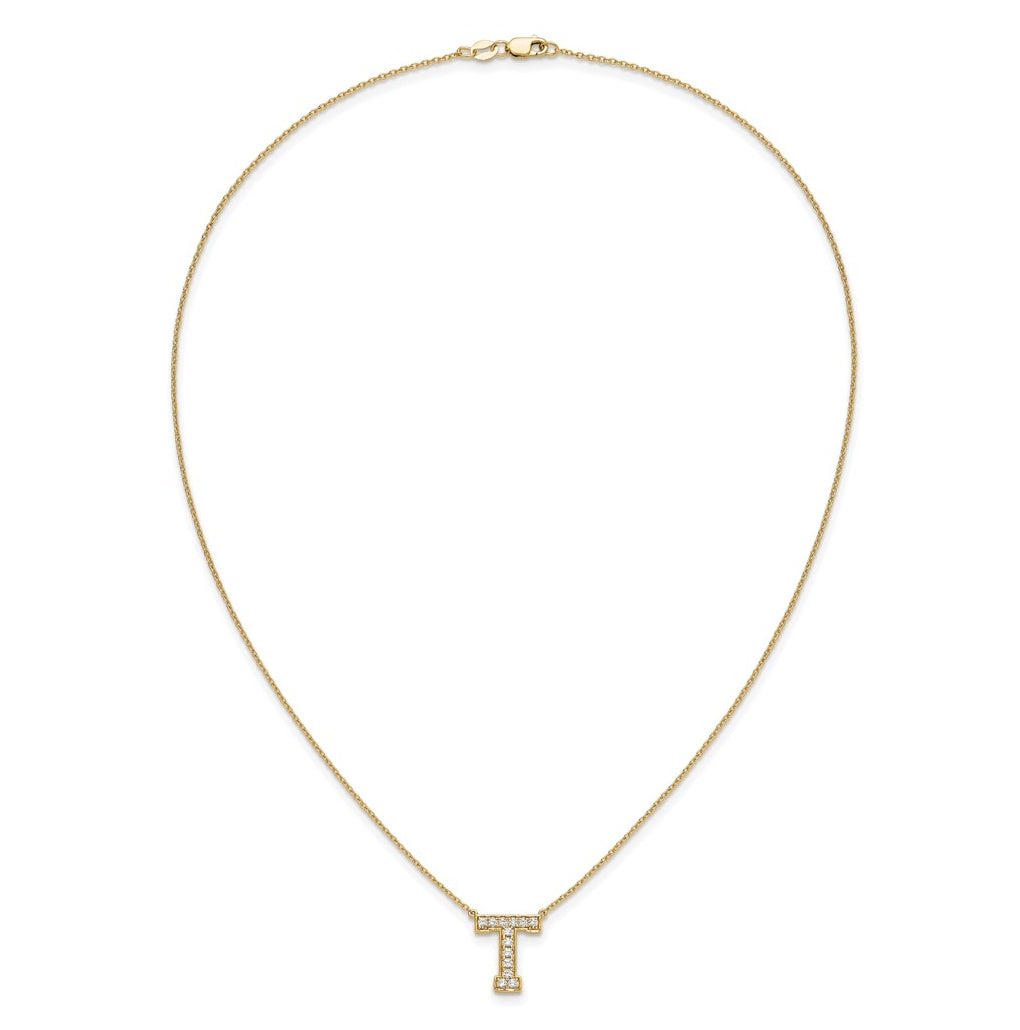14k Yellow Gold Lab Grown Diamond VS+ F+ Complete 18 inch Initial Necklace