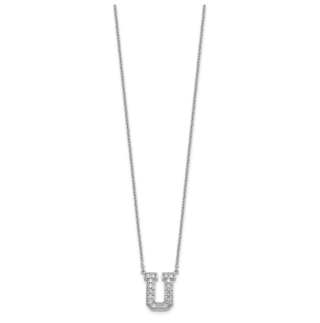 14k White Gold Lab Grown Diamond VS+ F+ Complete Letter 18 inch Initial Necklace