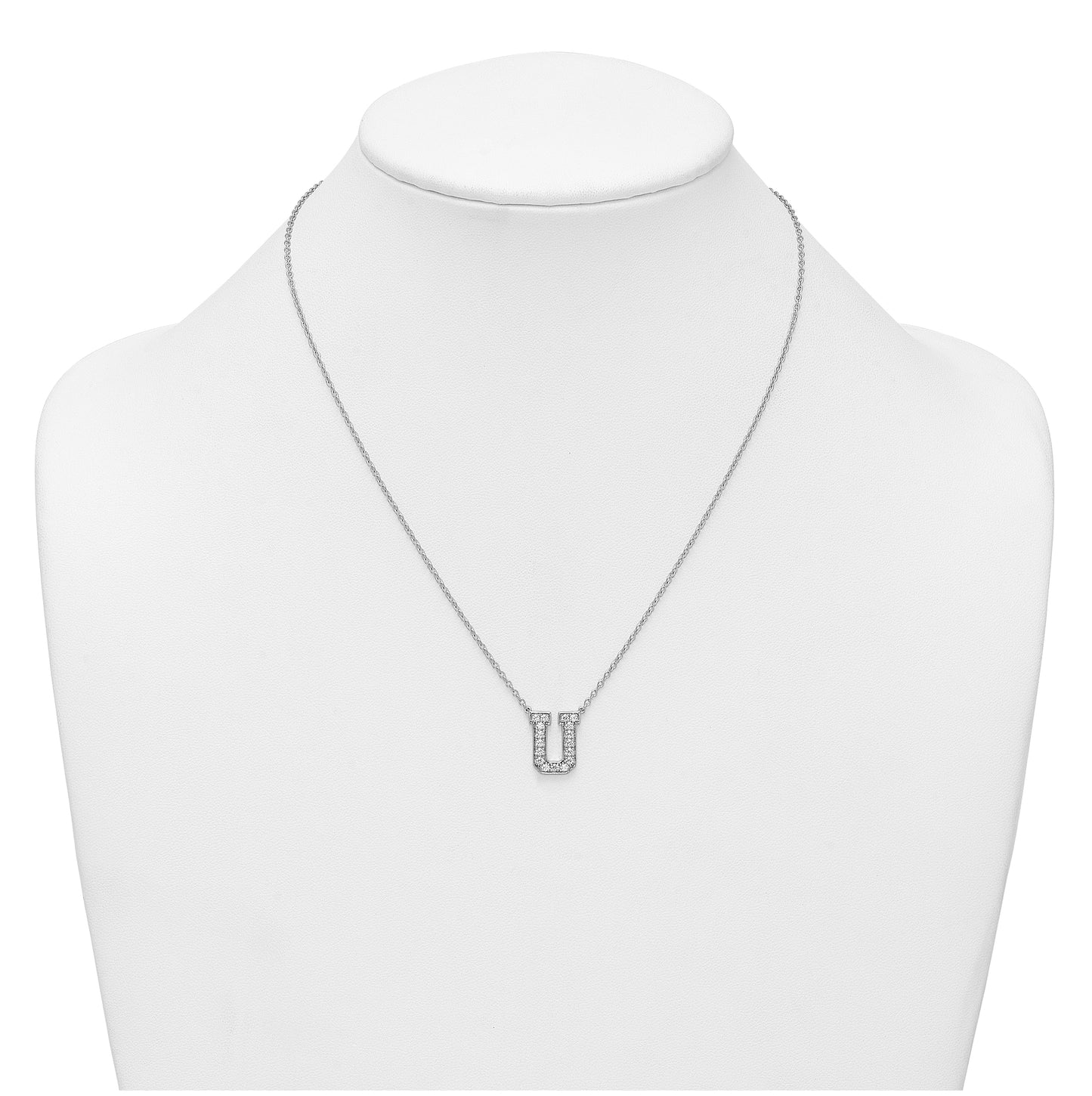 14k White Gold Lab Grown Diamond VS+ F+ Complete Letter 18 inch Initial Necklace
