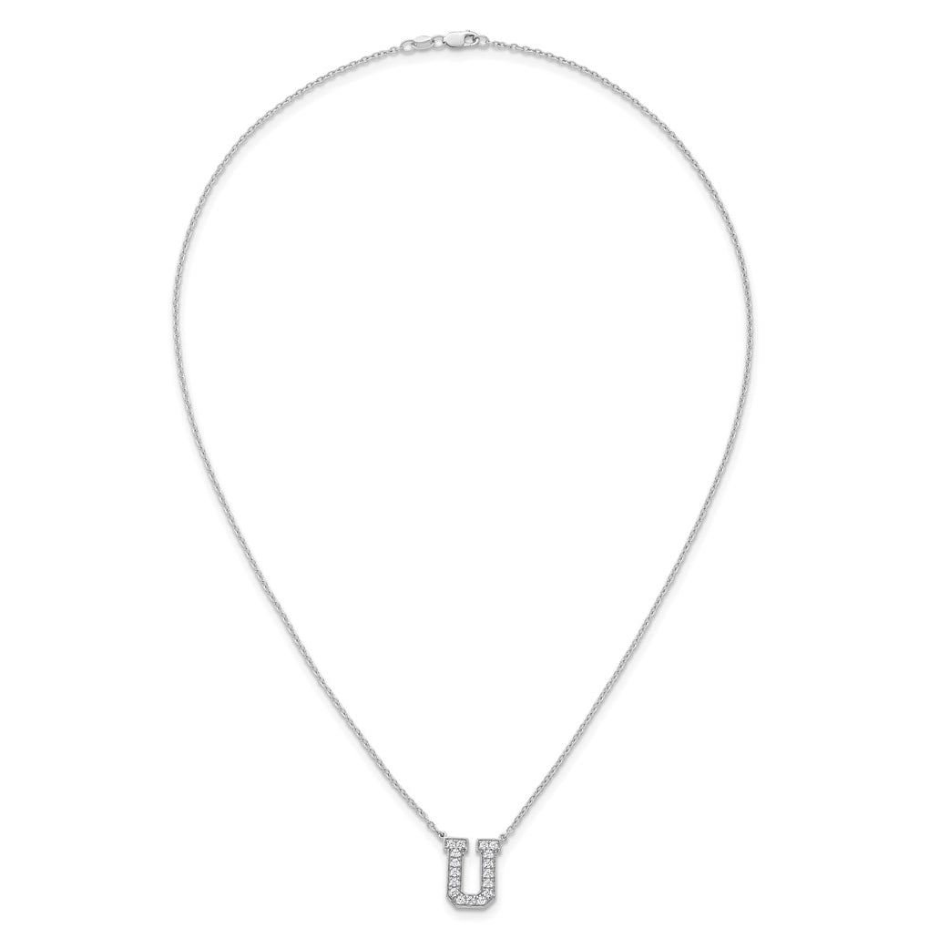 14k White Gold Lab Grown Diamond VS+ F+ Complete Letter 18 inch Initial Necklace