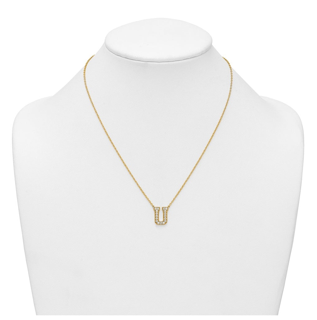 14k Yellow Gold Lab Grown Diamond VS+ F+ Complete 18 inch Initial Necklace