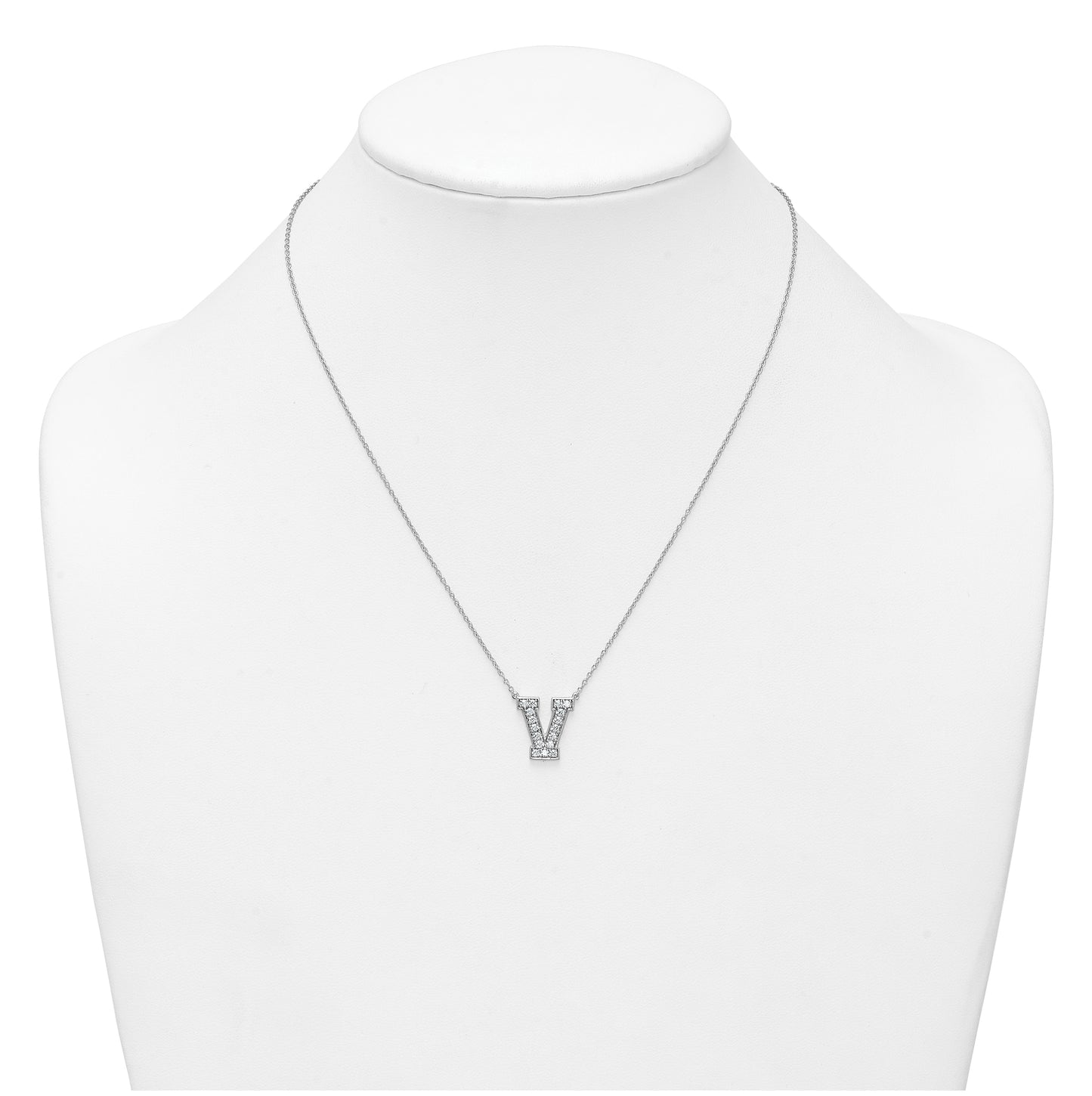 14k White Gold Lab Grown Diamond VS+ F+ Complete Letter 18 inch Initial Necklace