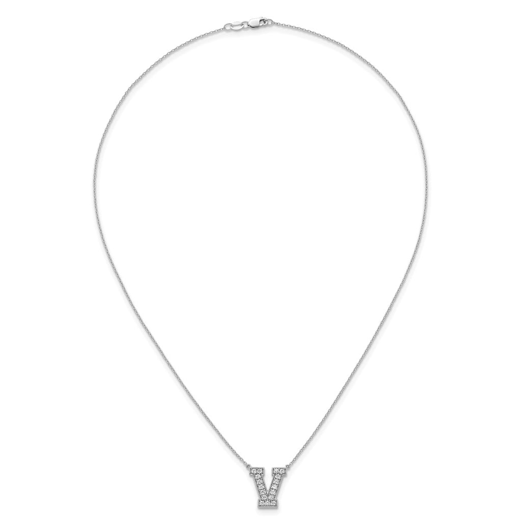14k White Gold Lab Grown Diamond VS+ F+ Complete Letter 18 inch Initial Necklace