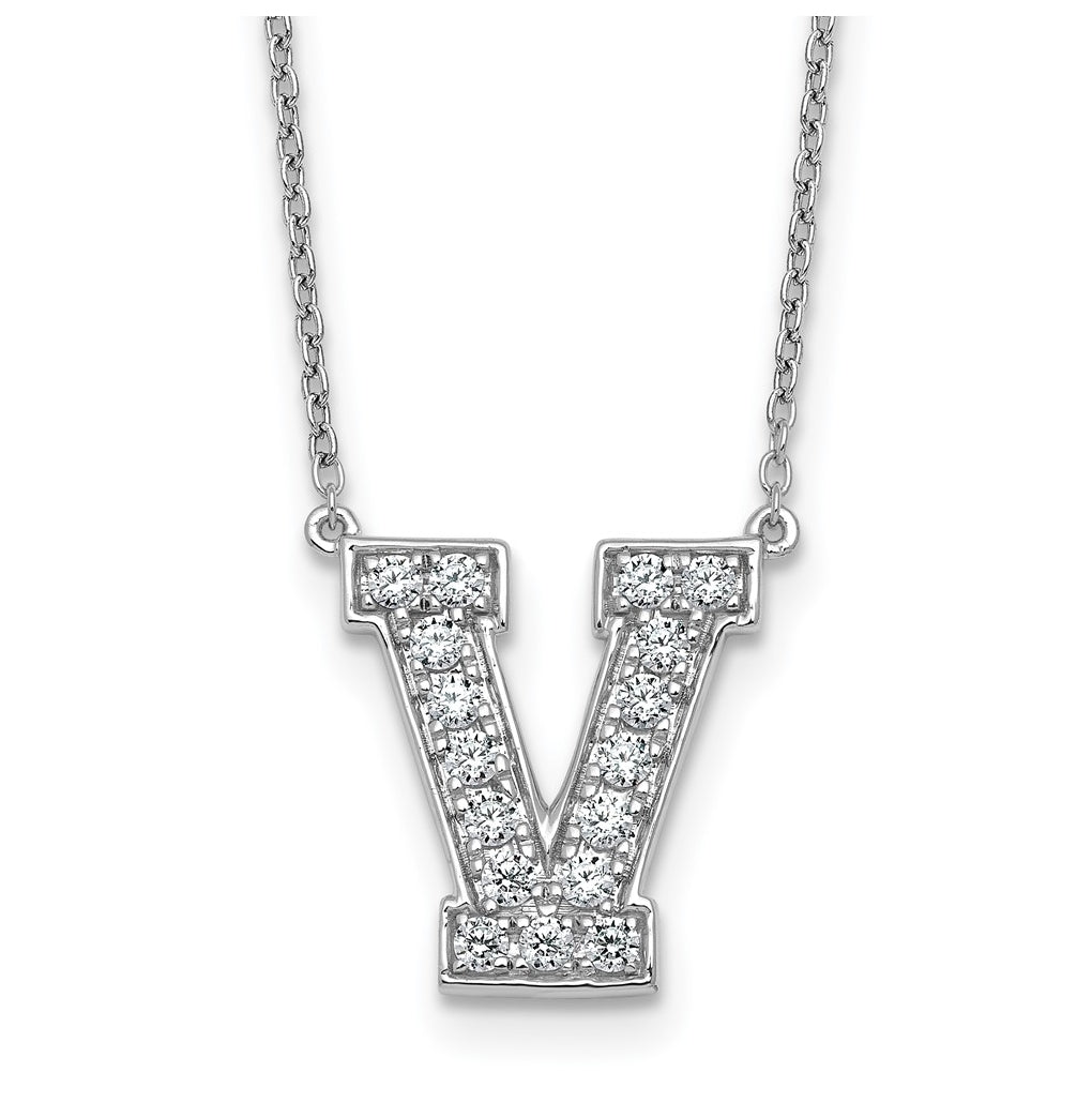 14k White Gold Lab Grown Diamond VS+ F+ Complete Letter 18 inch Initial Necklace