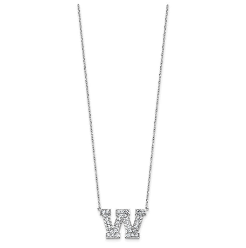 14k White Gold Lab Grown Diamond VS+ F+ Complete Letter 18 inch Initial Necklace