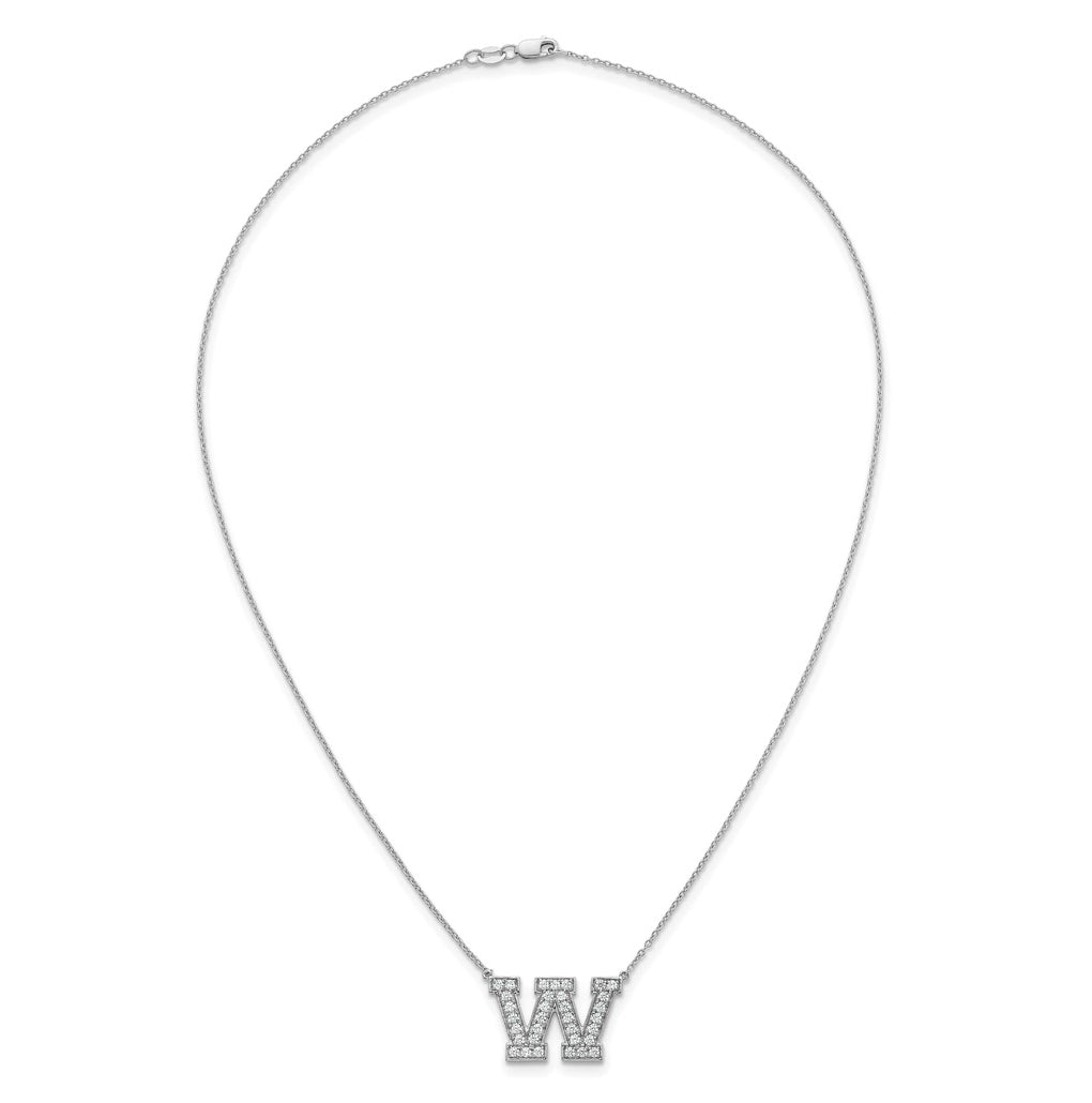 14k White Gold Lab Grown Diamond VS+ F+ Complete Letter 18 inch Initial Necklace