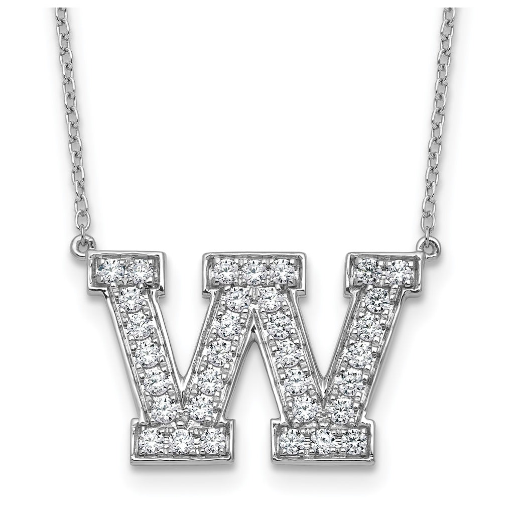 14k White Gold Lab Grown Diamond VS+ F+ Complete Letter 18 inch Initial Necklace