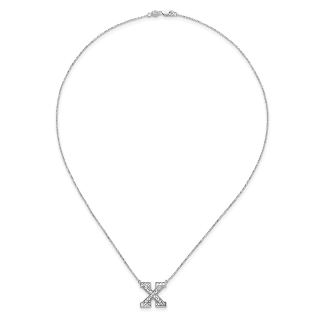 14k White Gold Lab Grown Diamond VS+ F+ Complete Letter 18 inch Initial Necklace