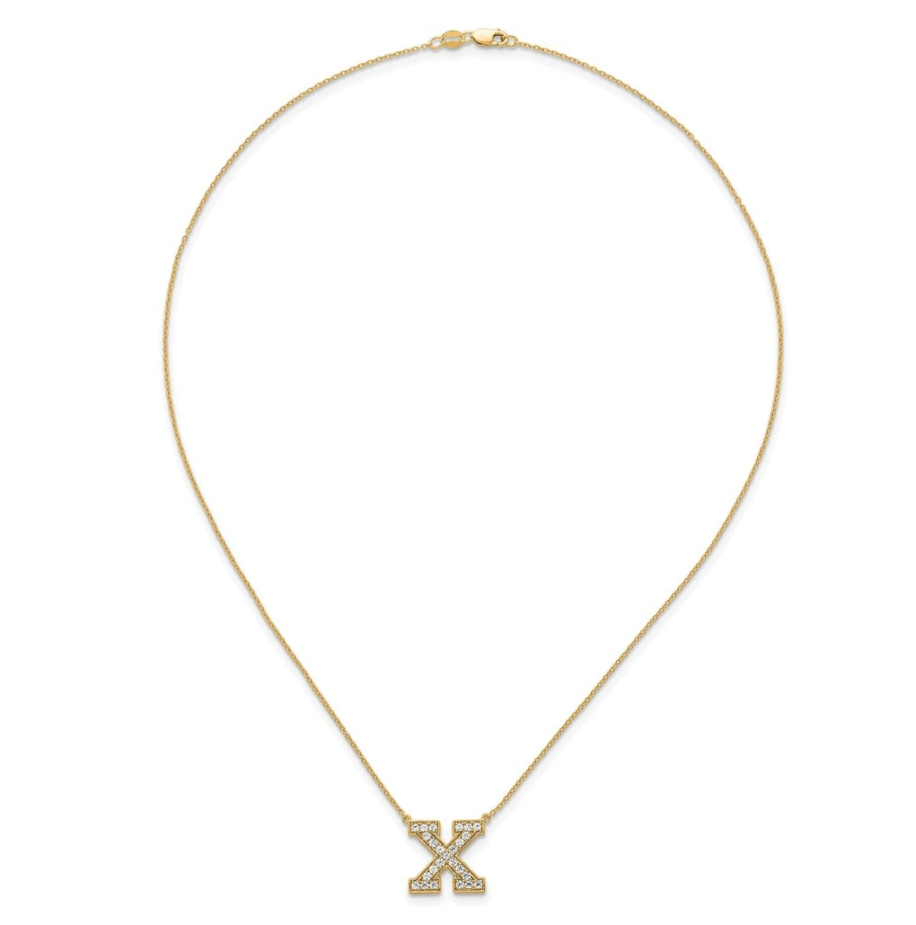 14k Yellow Gold Lab Grown Diamond VS+ F+ Complete 18 inch Initial Necklace