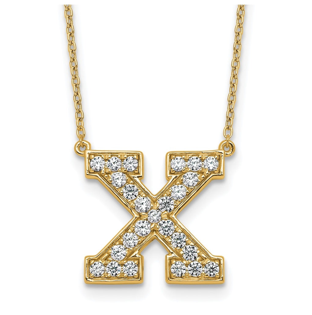 14k Yellow Gold Lab Grown Diamond VS+ F+ Complete 18 inch Initial Necklace