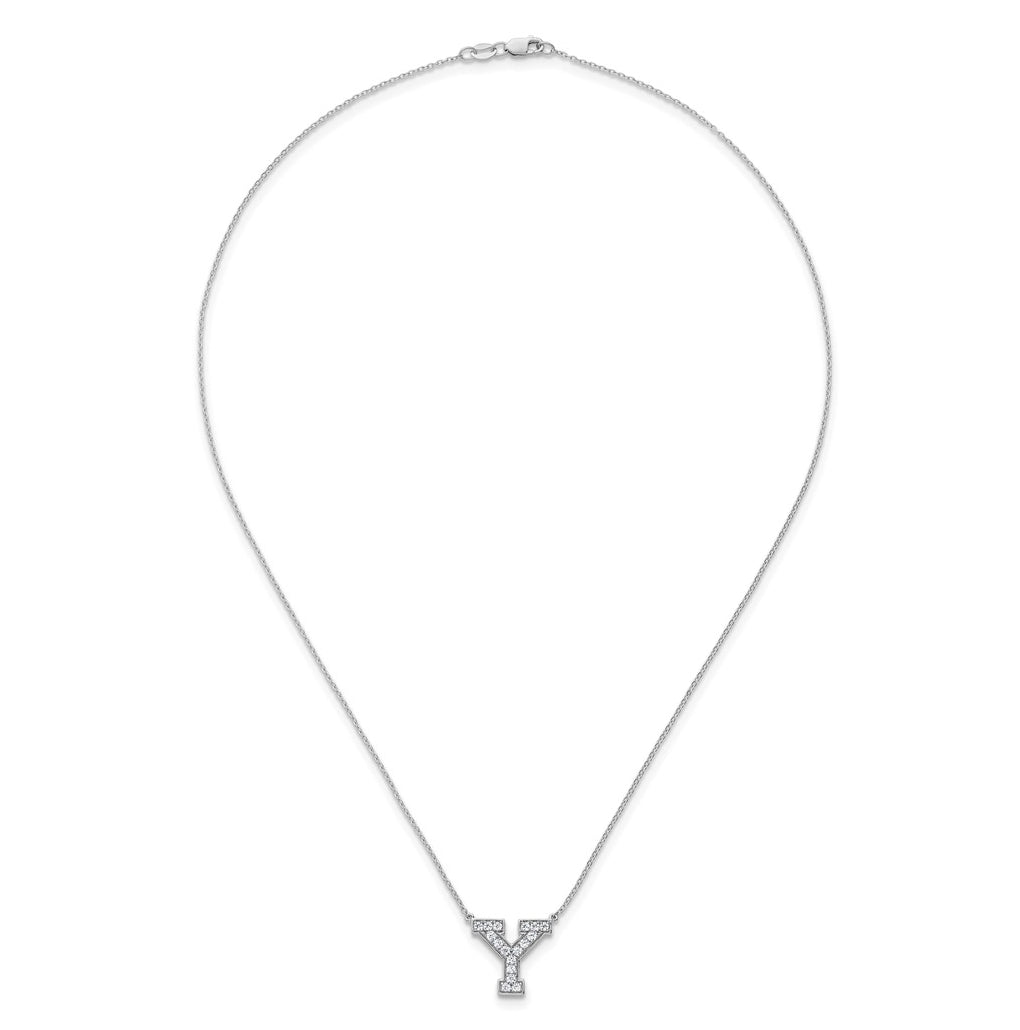 14k White Gold Lab Grown Diamond VS+ F+ Complete Letter 18 inch Initial Necklace