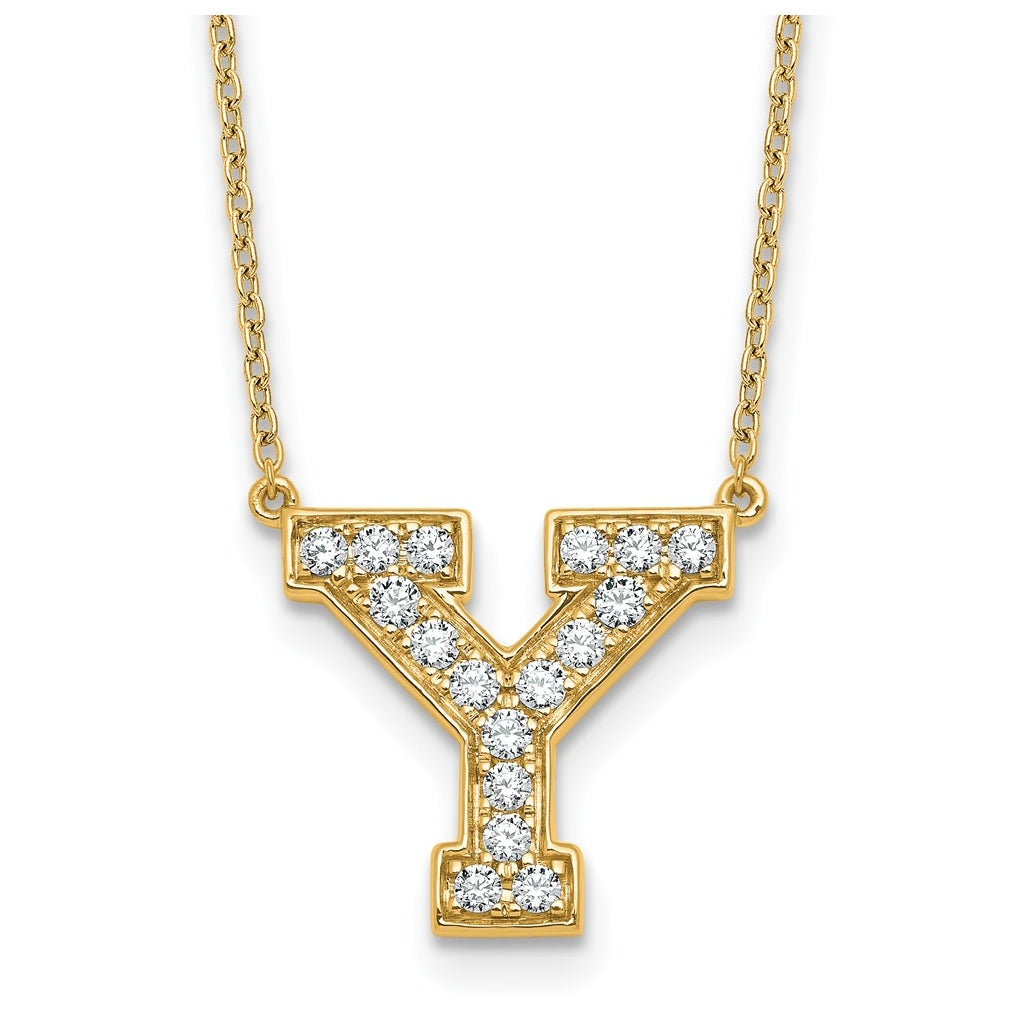 14k Yellow Gold Lab Grown Diamond VS+ F+ Complete 18 inch Initial Necklace