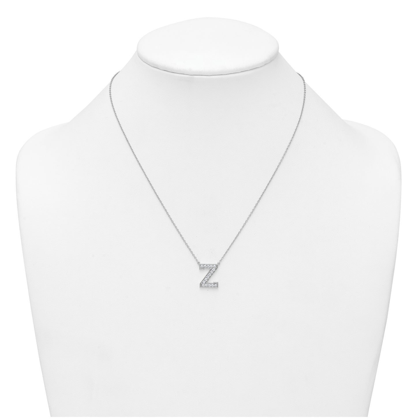 14k White Gold Lab Grown Diamond VS+ F+ Complete Letter 18 inch Initial Necklace