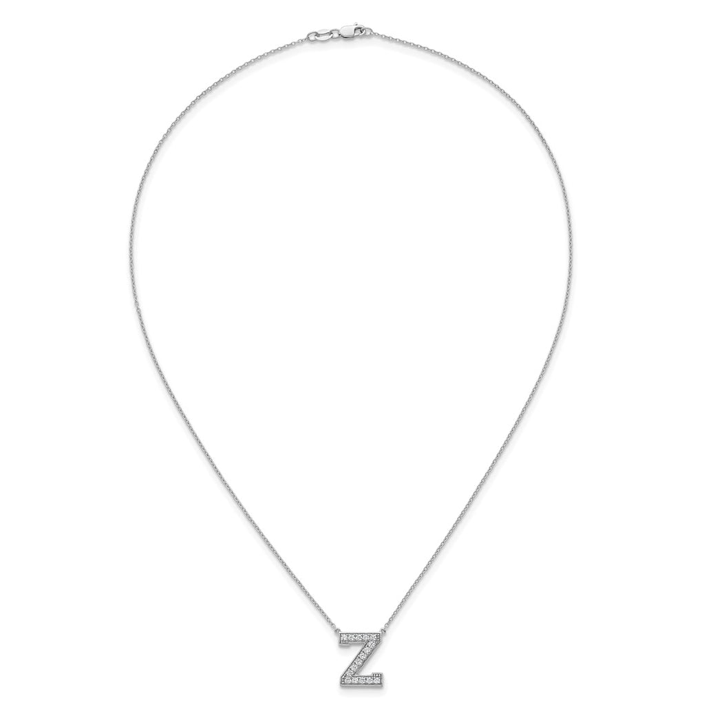 14k White Gold Lab Grown Diamond VS+ F+ Complete Letter 18 inch Initial Necklace