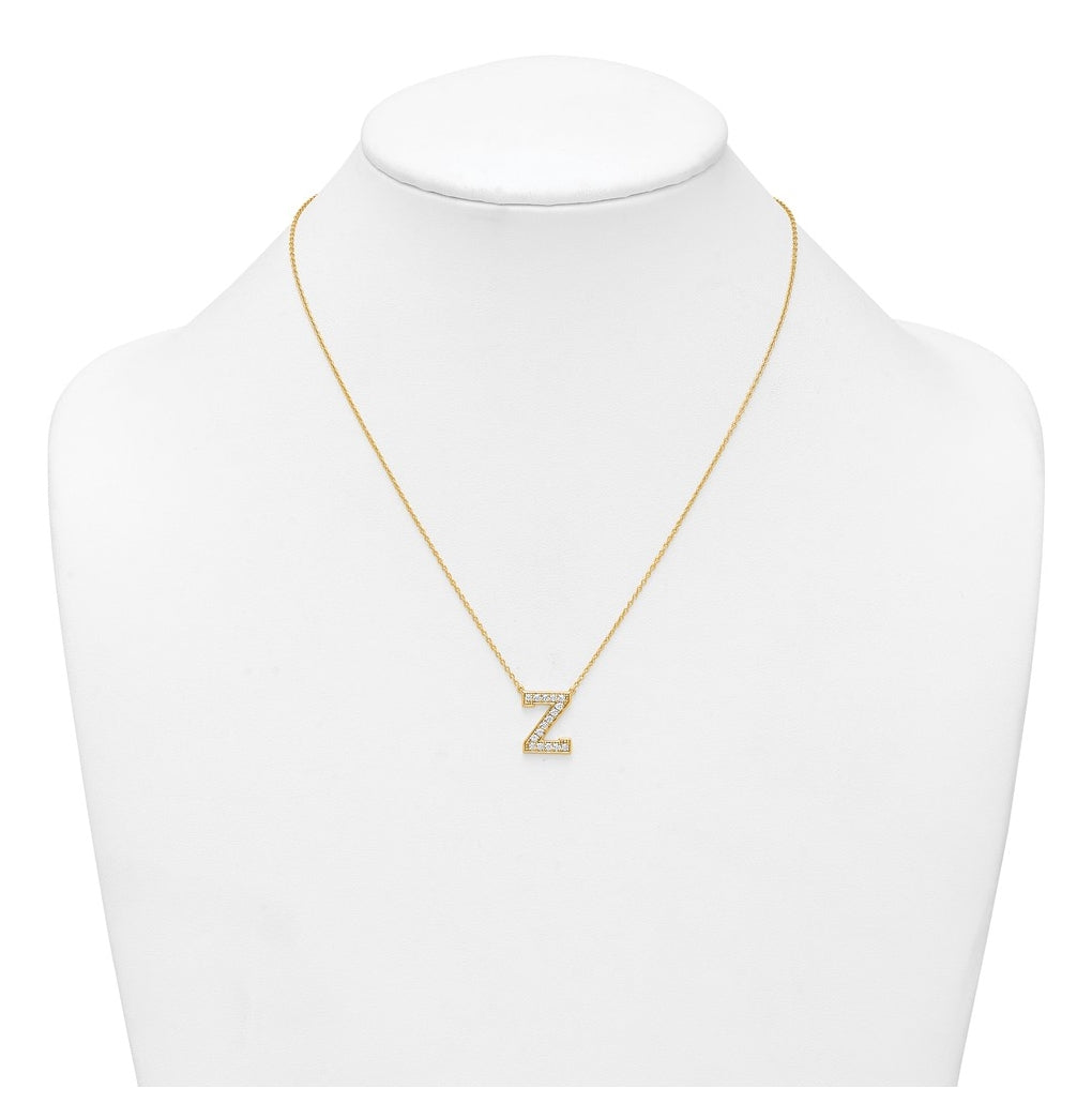 14k Yellow Gold Lab Grown Diamond VS+ F+ Complete 18 inch Initial Necklace