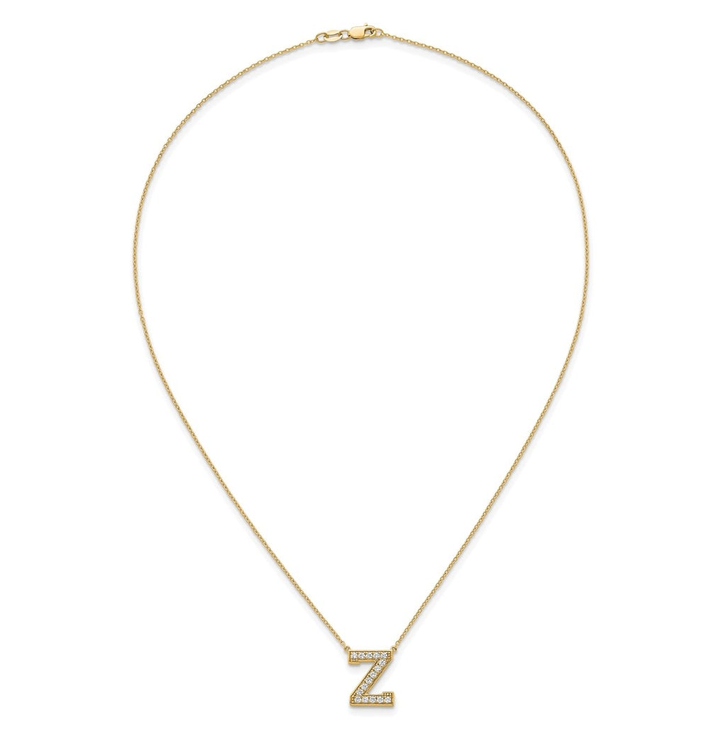 14k Yellow Gold Lab Grown Diamond VS+ F+ Complete 18 inch Initial Necklace
