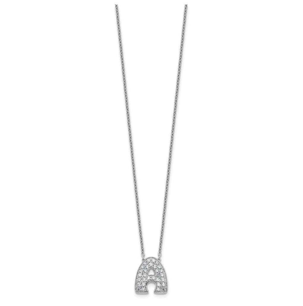 14k White Gold Lab Grown Diamond VS+ F+ Complete Letter 18 inch Initial Necklace