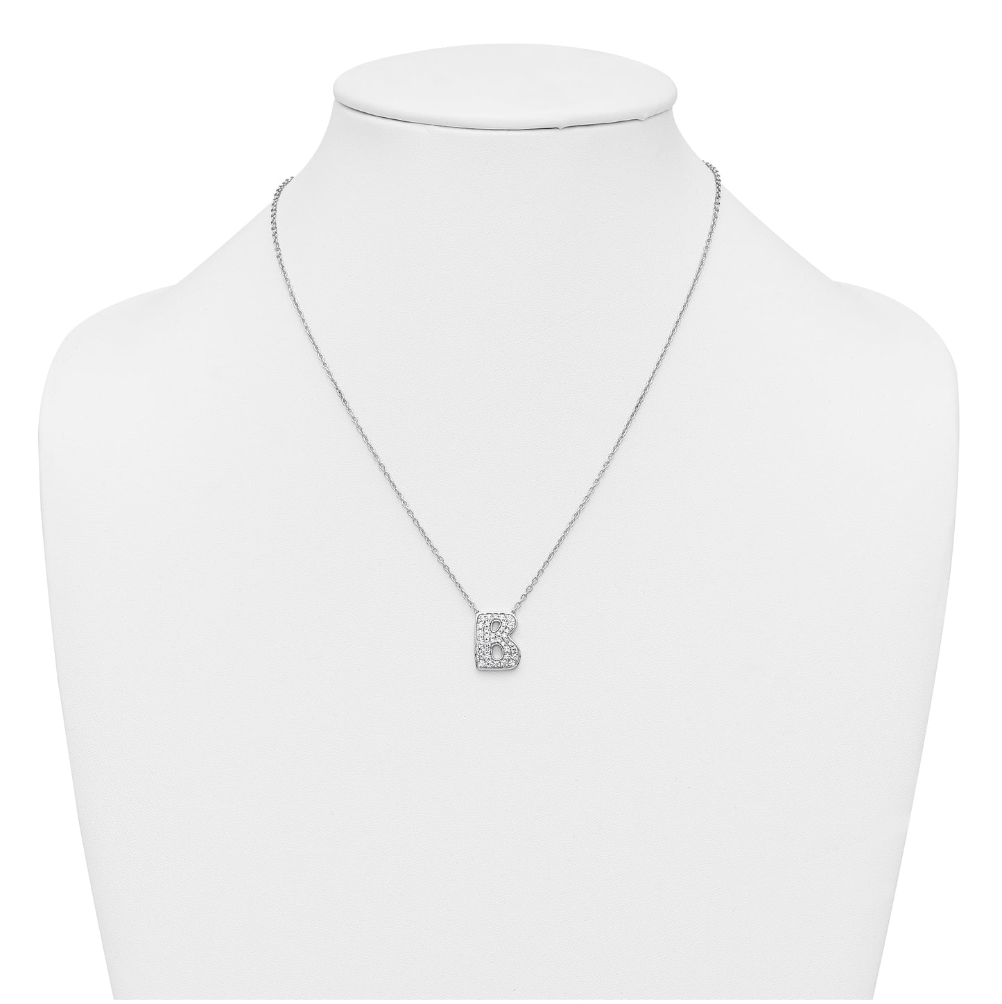 14k White Gold Lab Grown Diamond VS+ F+ Complete Letter 18 inch Initial Necklace