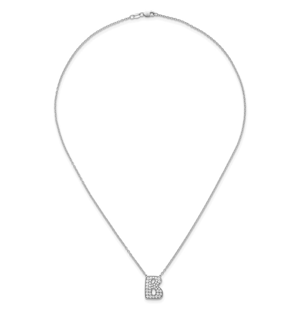 14k White Gold Lab Grown Diamond VS+ F+ Complete Letter 18 inch Initial Necklace