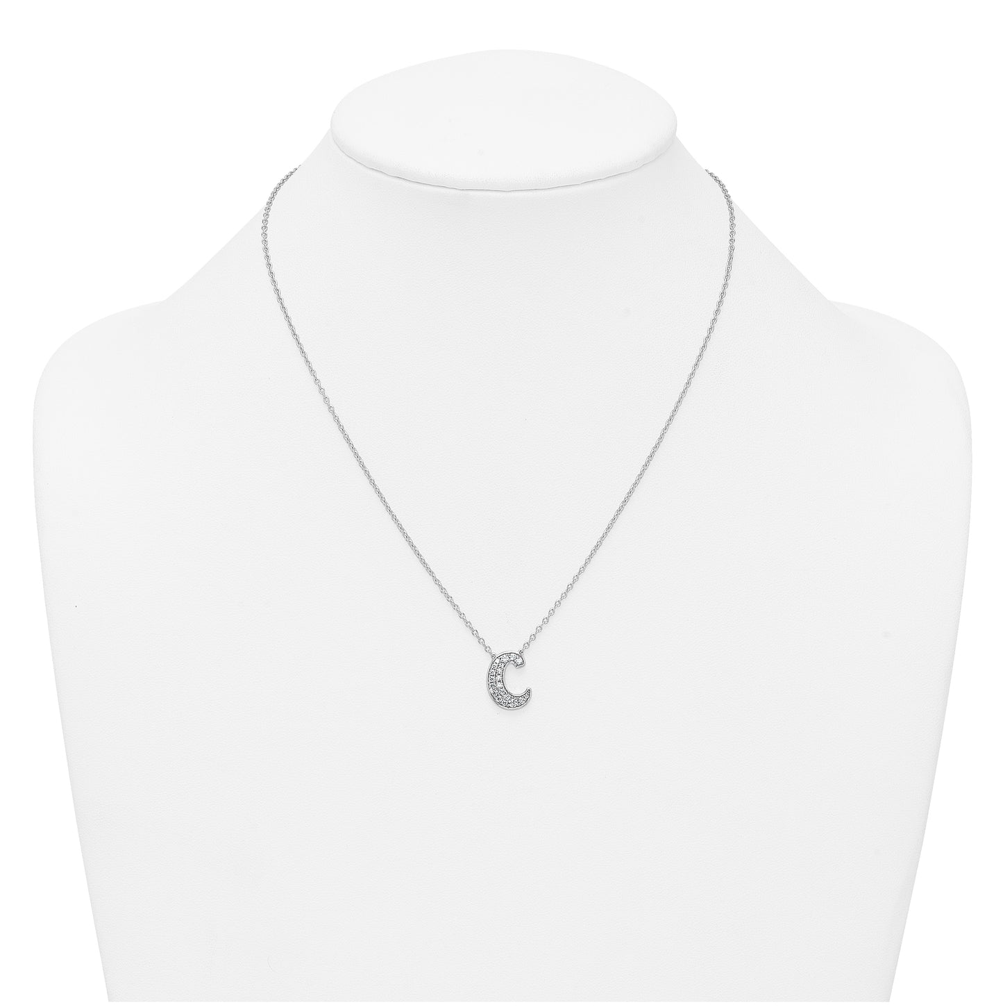 14k White Gold Lab Grown Diamond VS+ F+ Complete Letter 18 inch Initial Necklace