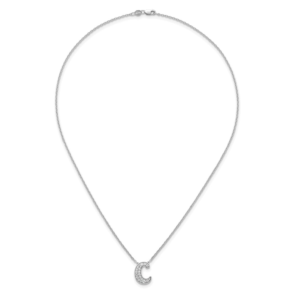 14k White Gold Lab Grown Diamond VS+ F+ Complete Letter 18 inch Initial Necklace