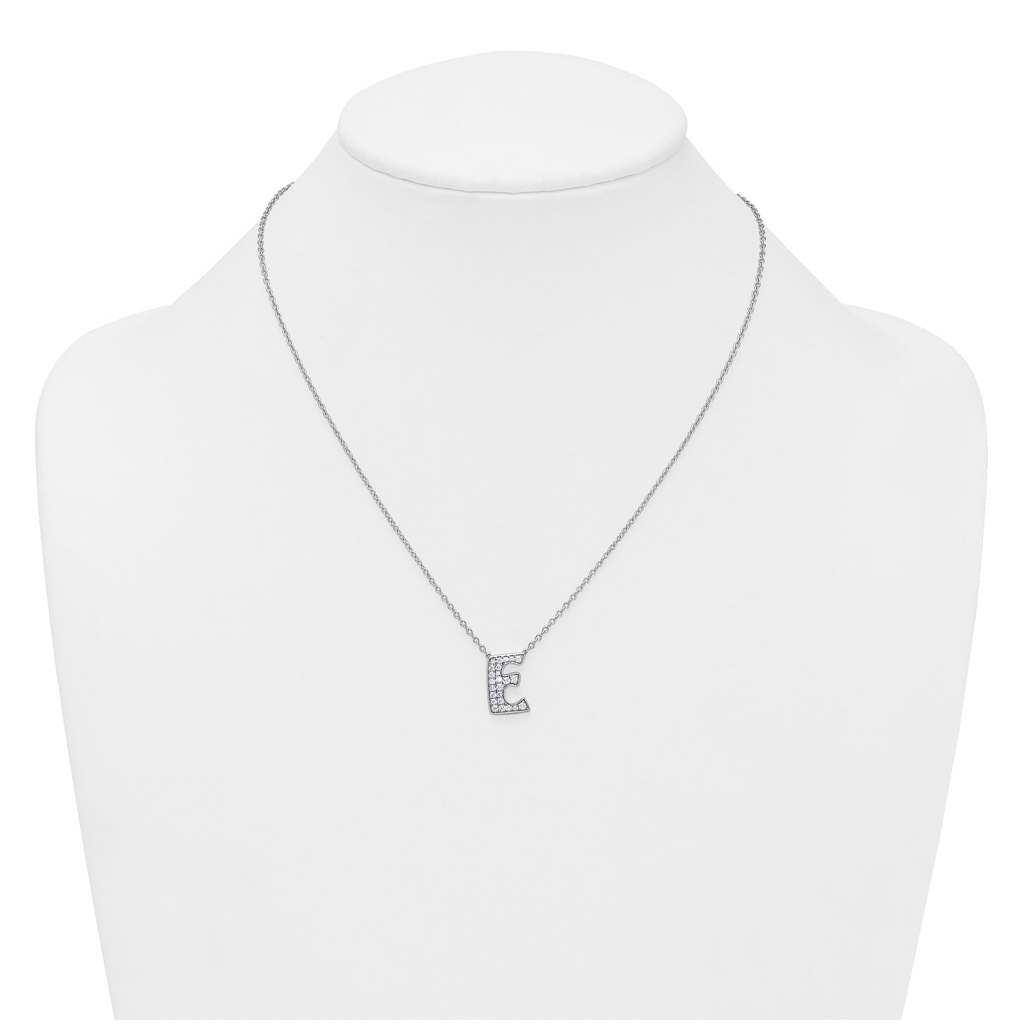 14k White Gold Lab Grown Diamond VS+ F+ Complete Letter 18 inch Initial Necklace