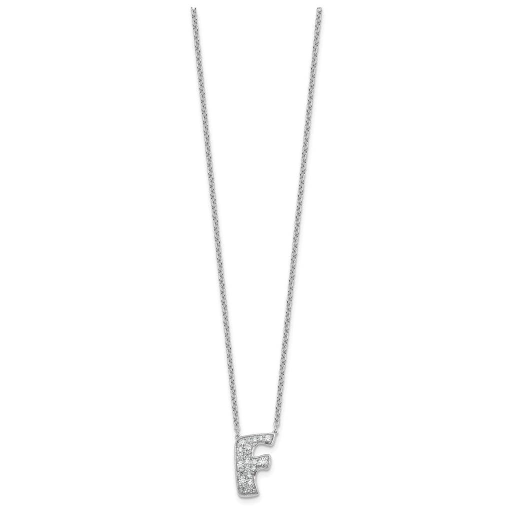 14k White Gold Lab Grown Diamond VS+ F+ Complete Letter 18 inch Initial Necklace