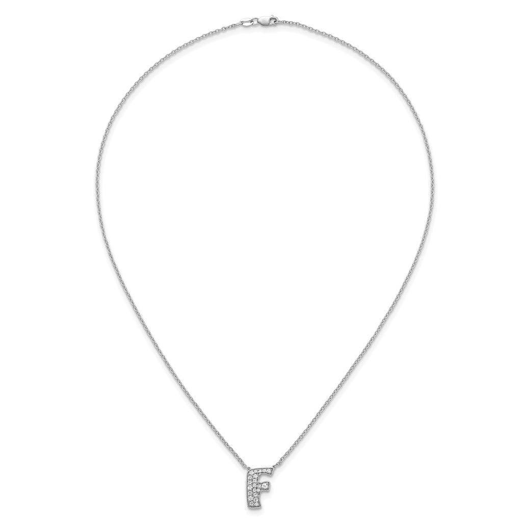 14k White Gold Lab Grown Diamond VS+ F+ Complete Letter 18 inch Initial Necklace