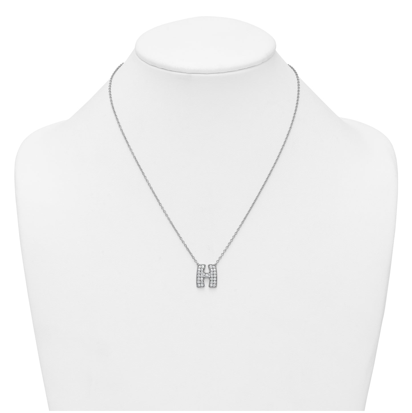 14k White Gold Lab Grown Diamond VS+ F+ Complete Letter 18 inch Initial Necklace