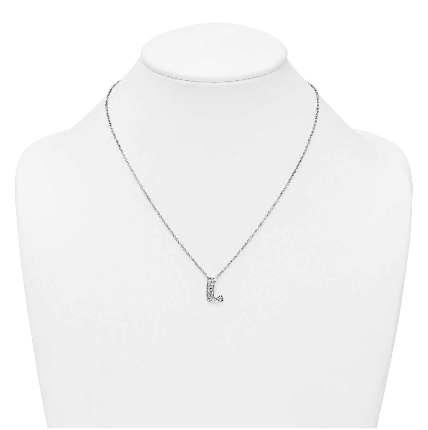 14k White Gold Lab Grown Diamond VS+ F+ Complete Letter 18 inch Initial Necklace