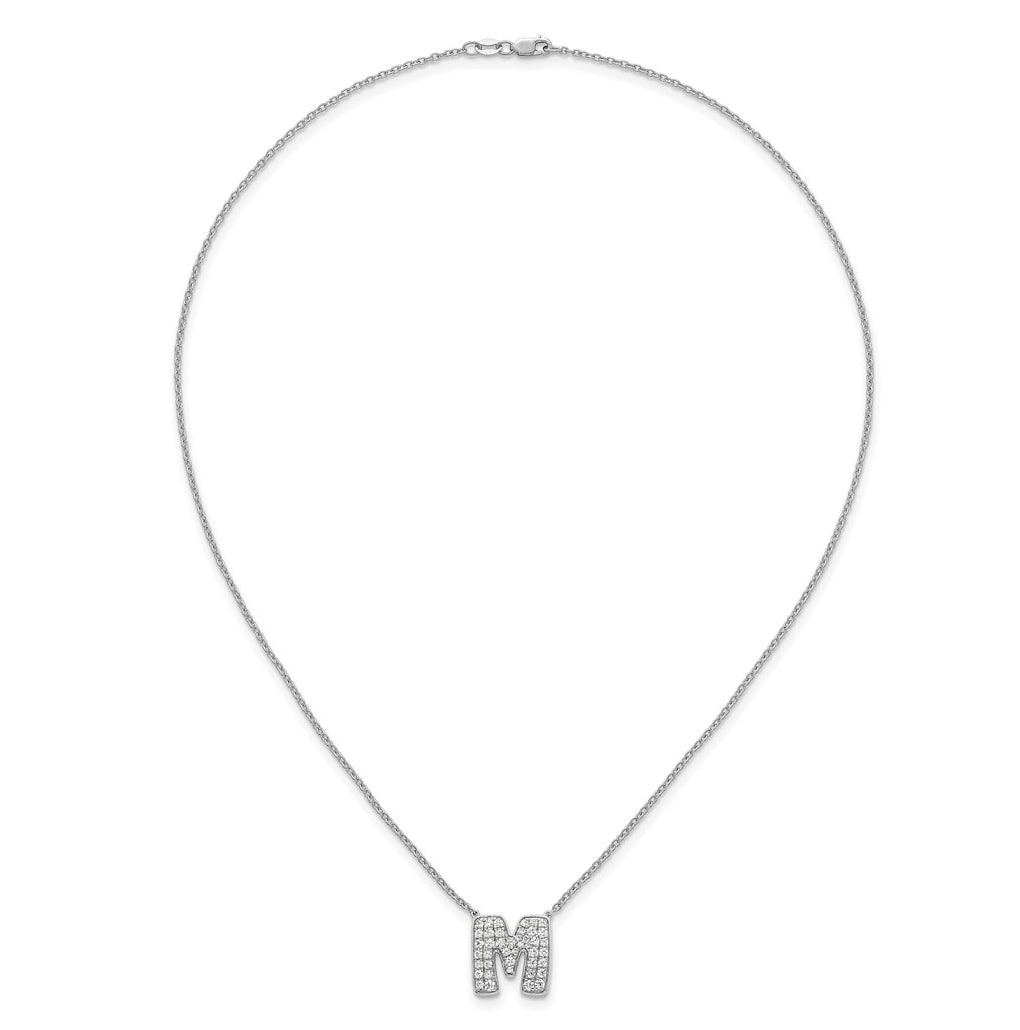 14k White Gold Lab Grown Diamond VS+ F+ Complete Letter 18 inch Initial Necklace